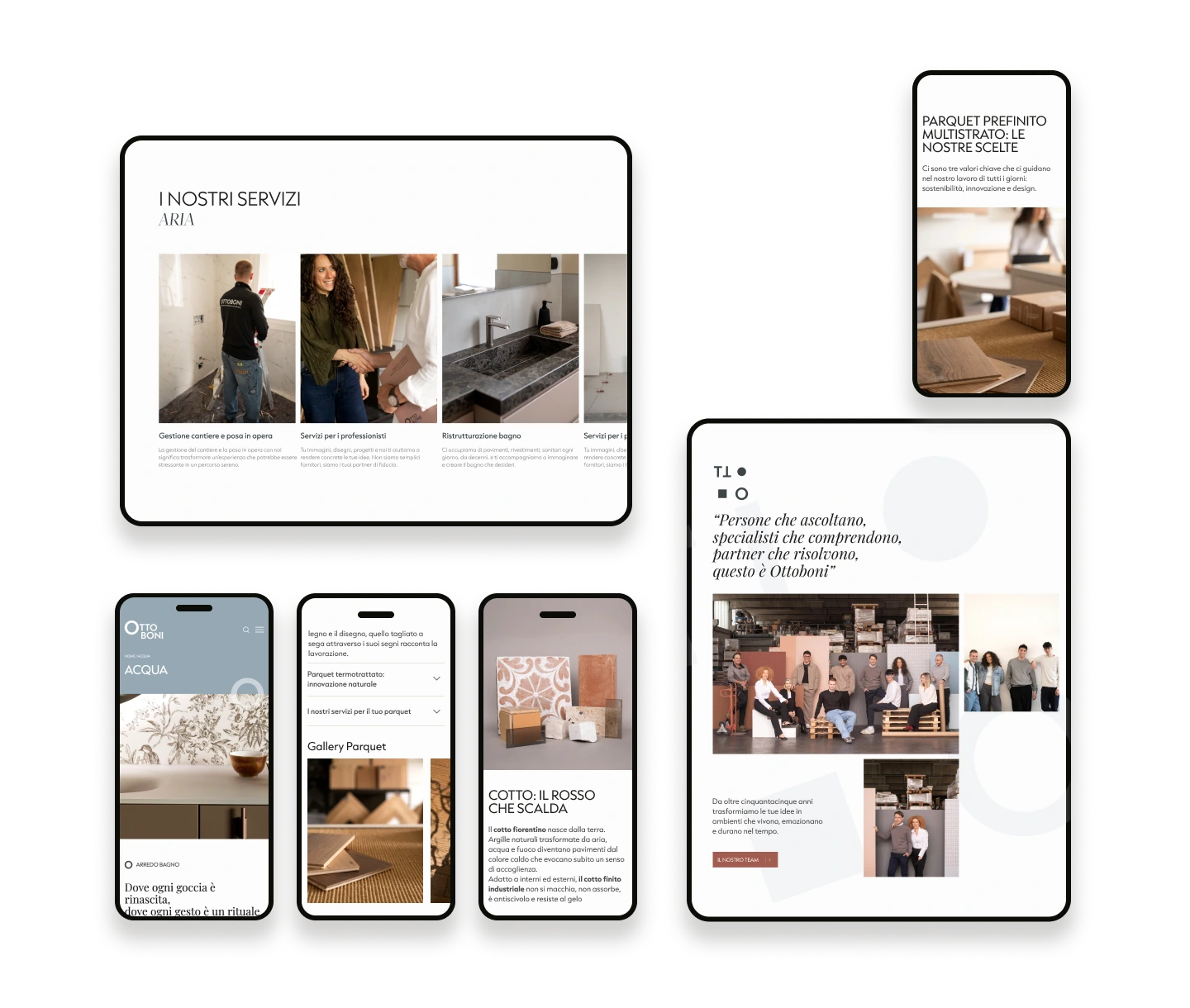 Responsive design sito Ottoboni — adattamento mobile-first delle interfacce su smartphone