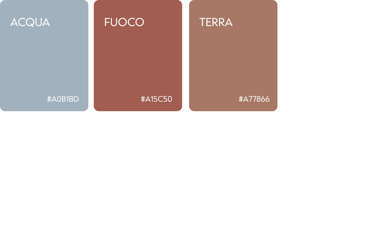 Palette colori sito Ottoboni — sistema cromatico basato sui quattro elementi Sistema tipografico